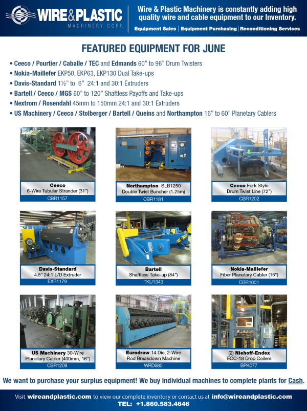 Wire and Plastic Machinery Featured Equipment June 2015 resized 600